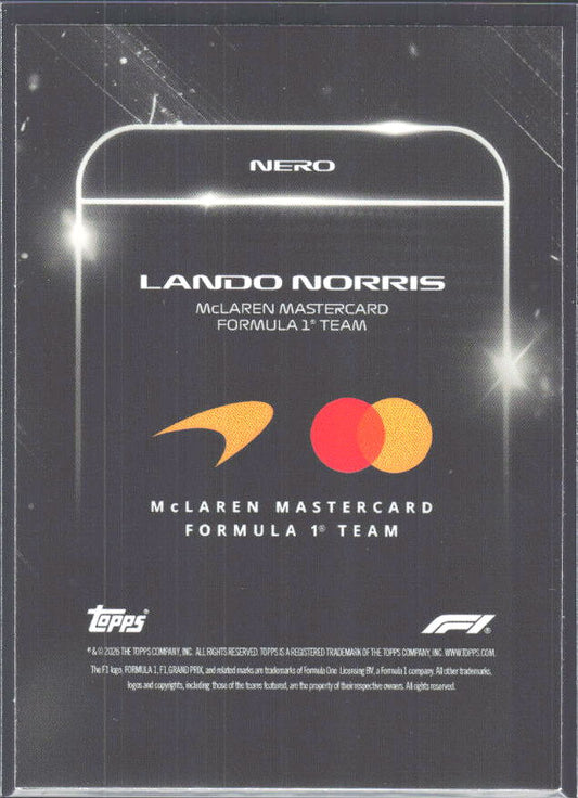 2026 Topps Formula 1 Lights Out Nero Lando Norris - baksida