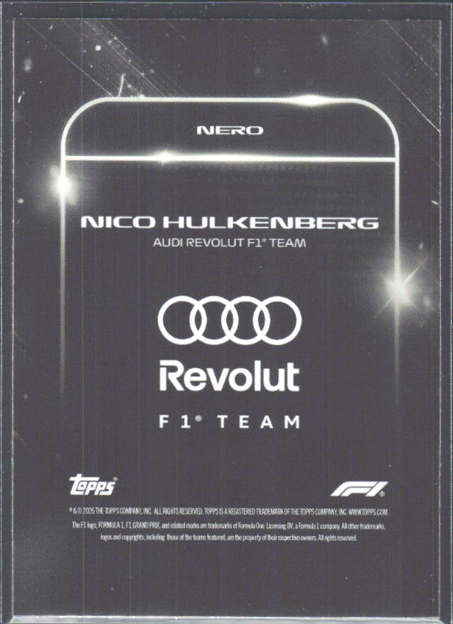2026 Topps Formula 1 Lights Out Nero Nico Hülkenberg - baksida