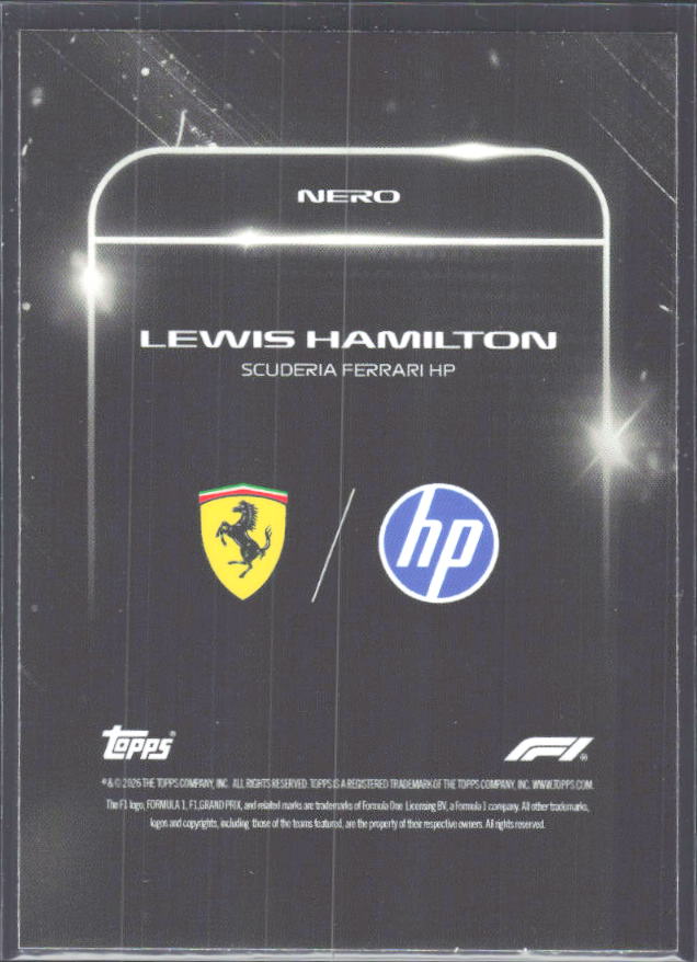 2026 Topps Formula 1 Lights Out Nero Lewis Hamilton - baksida