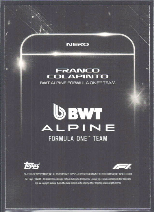 2026 Topps Formula 1 Lights Out Nero Franco Colapinto - baksida