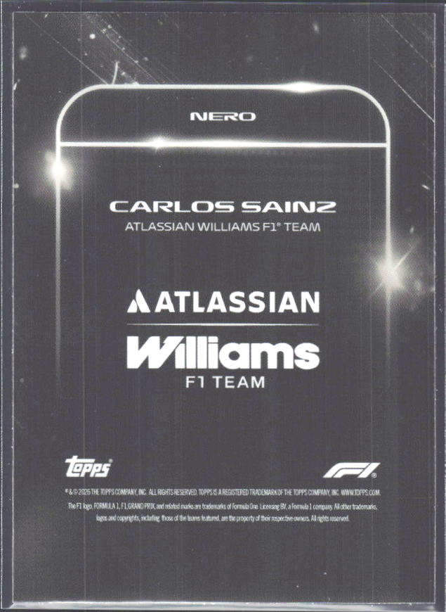 2026 Topps Formula 1 Lights Out Nero Carlos Sainz - baksida