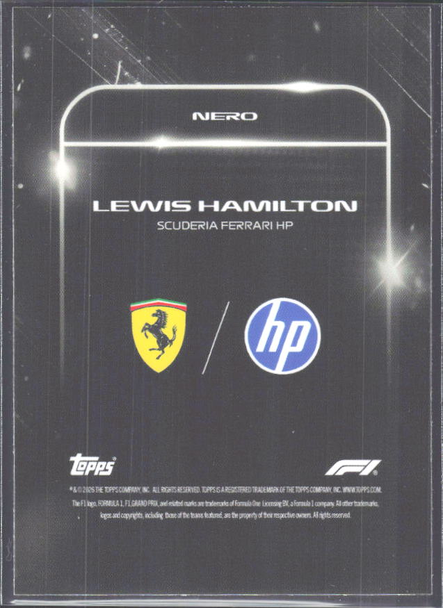 2026 Topps Formula 1 Lights Out Nero Lewis Hamilton - baksida