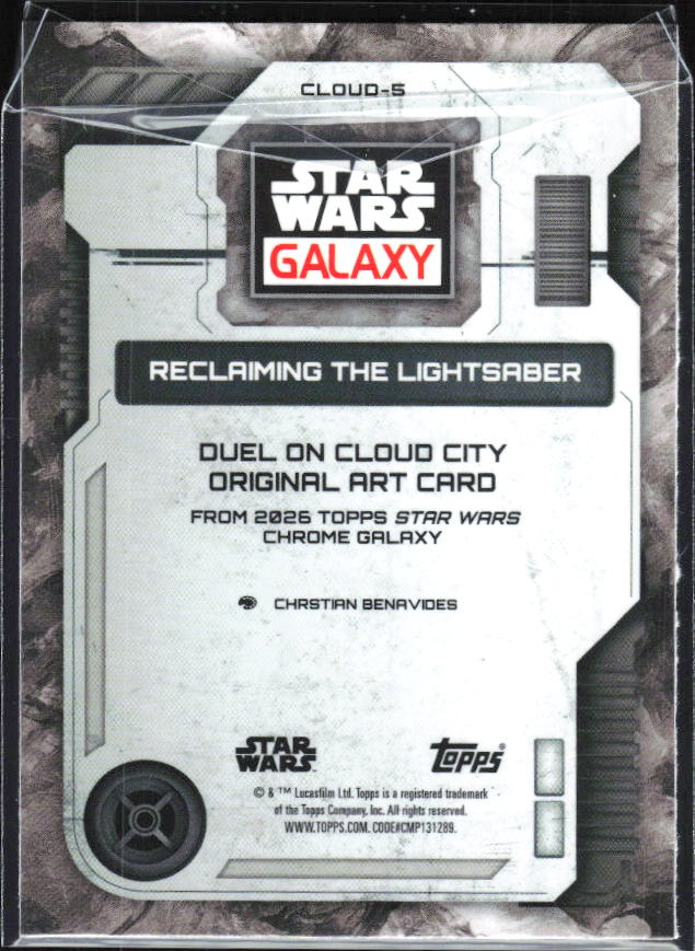 2026 Topps Star Wars Chrome Galaxy #CLOUD-5 Reclaiming the Lightsaber Duel on Cloud City Original Art - baksida