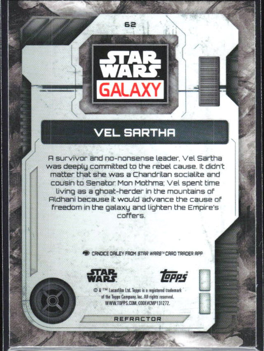 2026 Topps Star Wars Chrome Galaxy #62 Vel Sartha Refractor - baksida