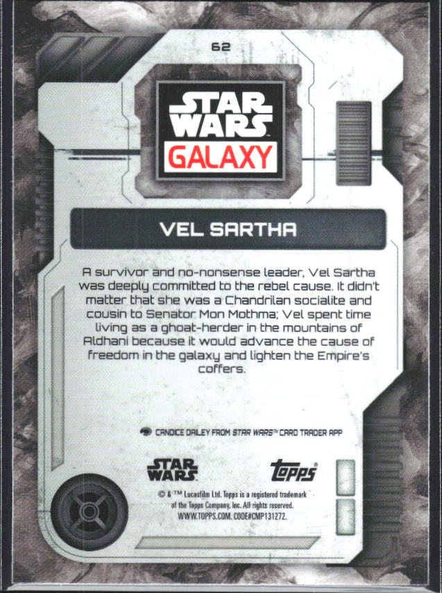 2026 Topps Star Wars Chrome Galaxy #62 Vel Sartha - baksida