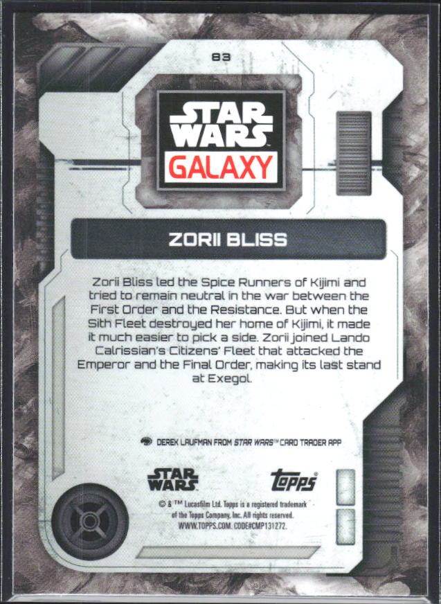 2026 Topps Star Wars Chrome Galaxy #83 Zorii Bliss - baksida