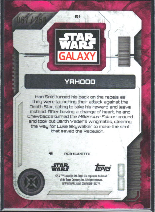 2026 Topps Star Wars Chrome Galaxy #51 Yahooo Magenta Lava Refractor 067/250 - baksida