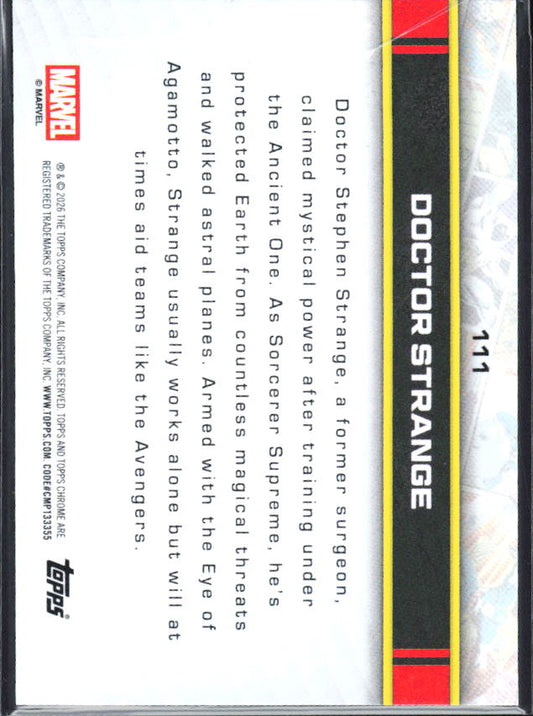 2026 Topps Chrome Marvel Comics #111 Doctor Strange baksida