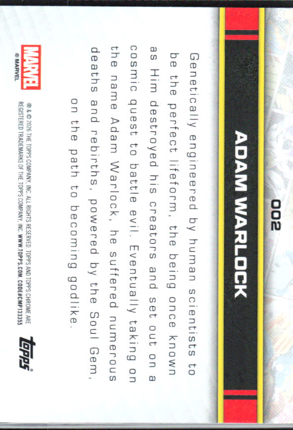 2026 Topps Chrome Marvel Comics #2 Adam Warlock baksida
