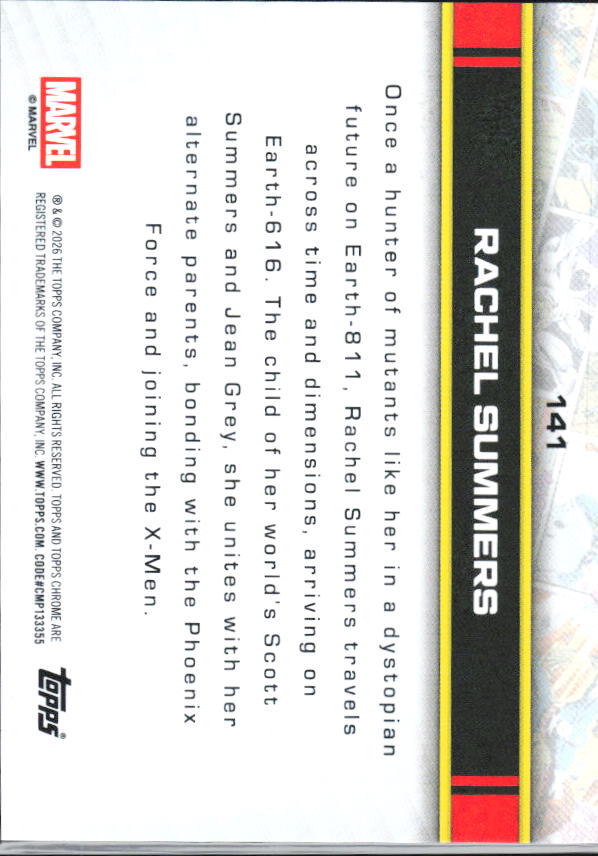 2026 Topps Chrome Marvel Comics #141 Rachel Summers baksida