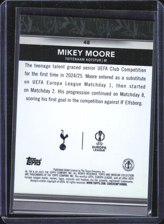 2024-25 Topps Museum Collection UEFA Mikey Moore RC #48 baksida