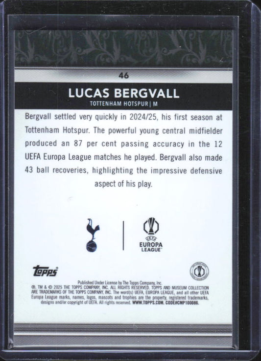2024-25 Topps Museum Collection UEFA Lucas Bergvall RC #46 baksida