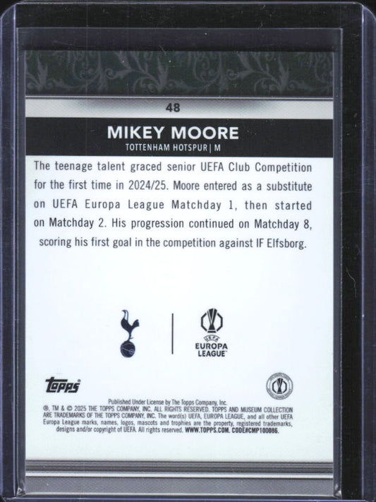 2024-25 Topps Museum Collection UEFA Mikey Moore RC #48 baksida