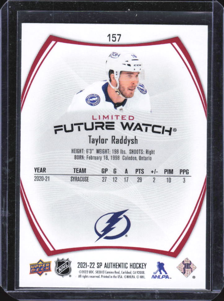 2021-22 SP Authentic Limited Future Watch Red Taylor Raddysh #157 baksida