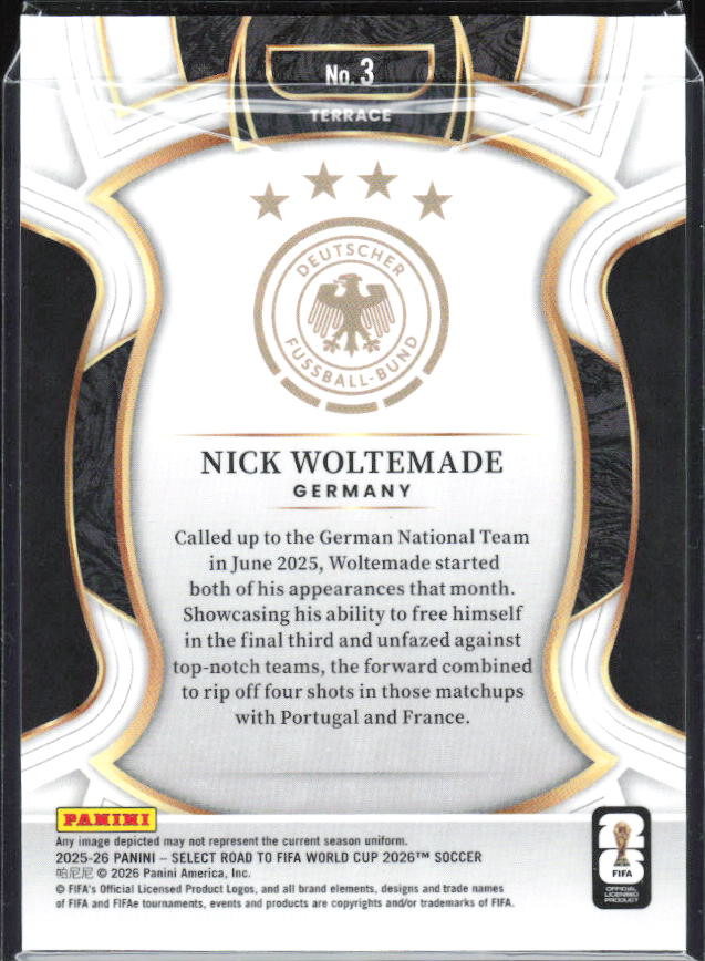 Nick Woltemade – 2025-26 Panini Select Road to FIFA World Cup #3 Terrace – baksida