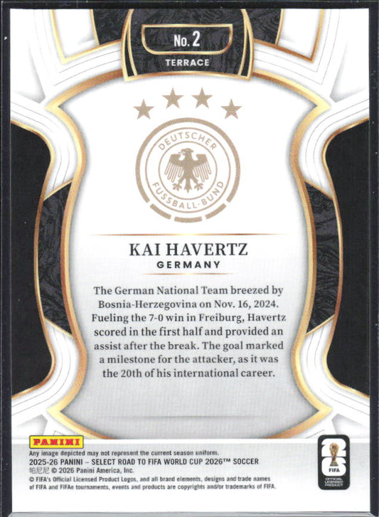Kai Havertz – 2025-26 Panini Select Road to FIFA World Cup #2 Terrace – baksida