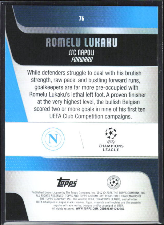 Romelu Lukaku – 2025-26 Topps Chrome UEFA Club Competitions #76 – baksida