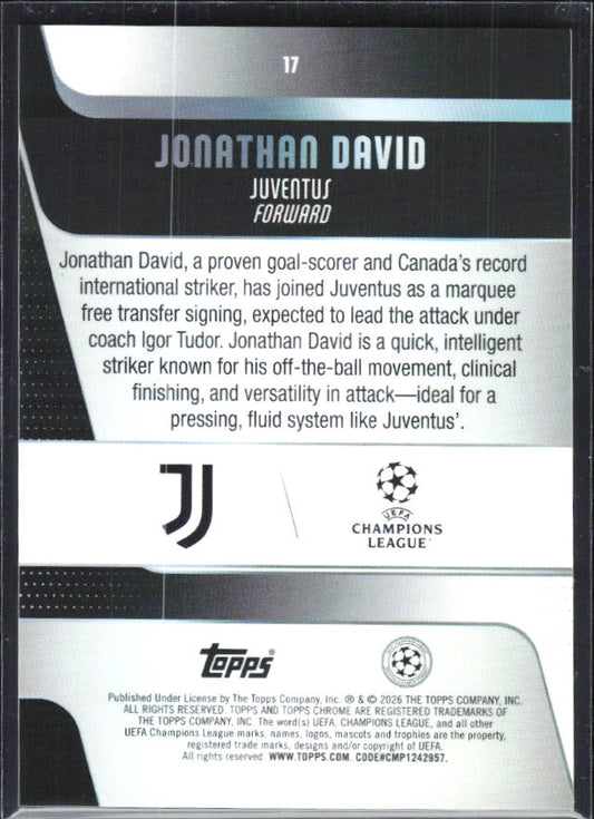 Jonathan David – 2025-26 Topps Chrome UEFA Club Competitions #17 – baksida