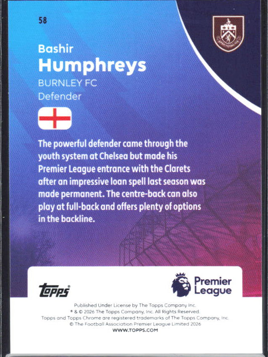 2025-26 Topps Chrome Premier League #58 Bashir Humphreys Base