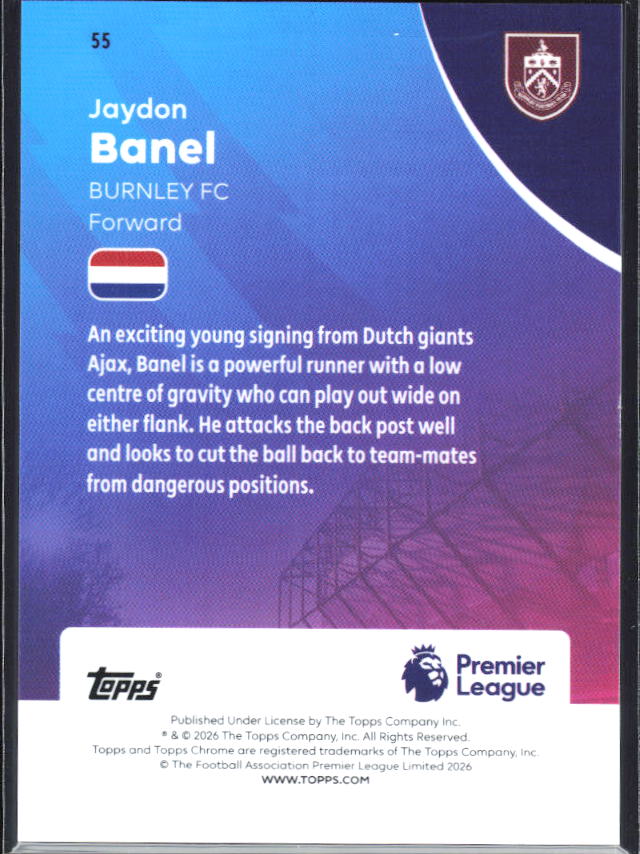 2025-26 Topps Chrome Premier League #55 Jaydon Banel Base
