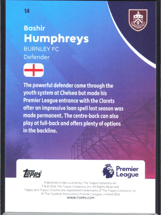 2025-26 Topps Chrome Premier League #58 Bashir Humphreys Base