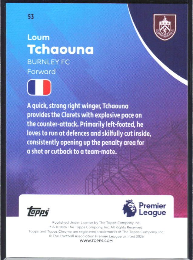 2025-26 Topps Chrome Premier League #53 Loum Tchaouna Base