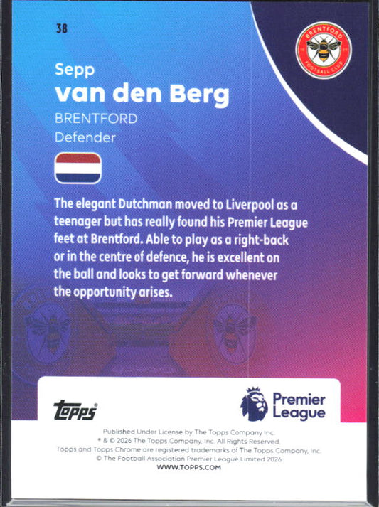 2025-26 Topps Chrome Premier League #38 Sepp van den Berg Base