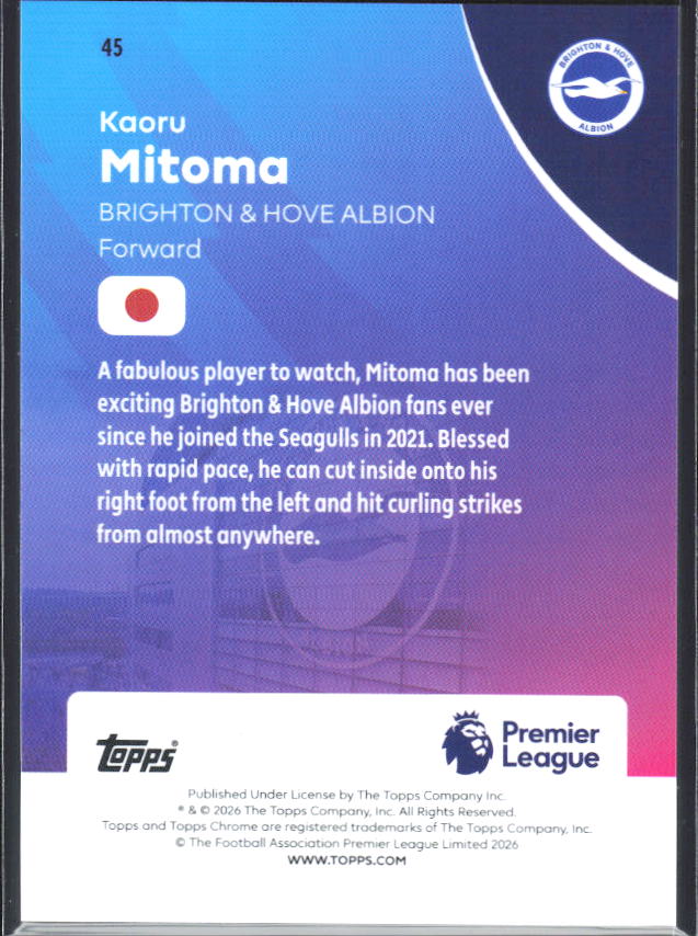 2025-26 Topps Chrome Premier League #45 Kaoru Mitoma Base