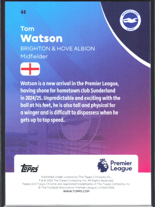 2025-26 Topps Chrome Premier League #44 Tom Watson Base