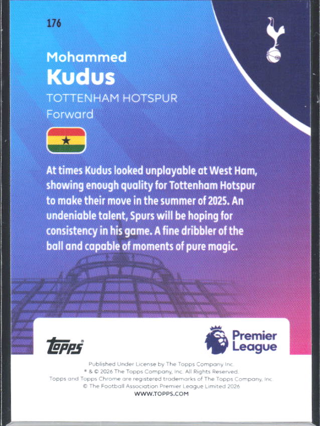 2025-26 Topps Chrome Premier League #176 Mohammed Kudus Base
