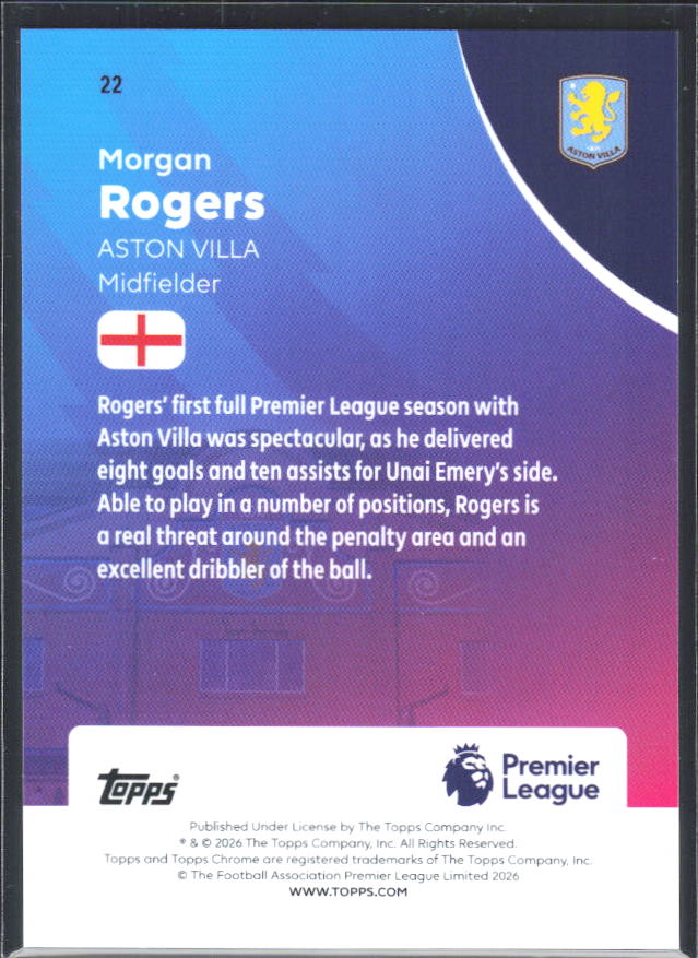 2025-26 Topps Chrome Premier League #22 Morgan Rogers Base