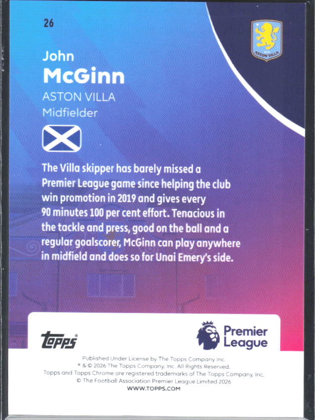 2025-26 Topps Chrome Premier League #26 John McGinn Base