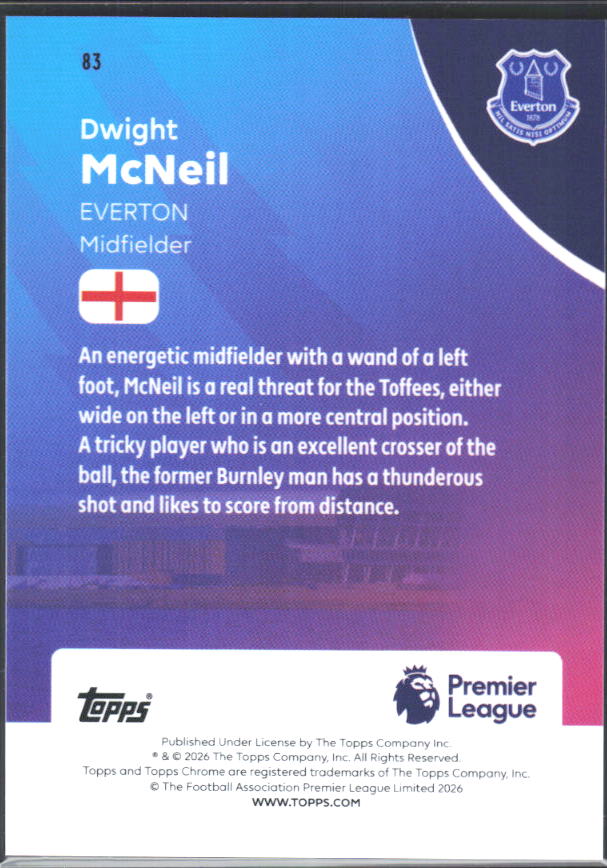 2025-26 Topps Chrome Premier League #83 Dwight McNeil Base