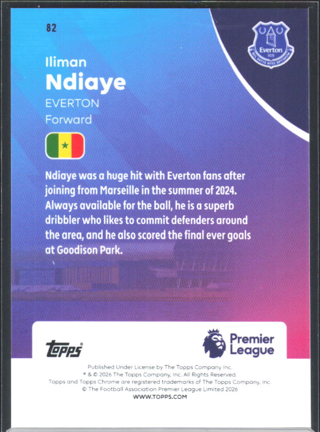 2025-26 Topps Chrome Premier League #82 Iliman Ndiaye Base