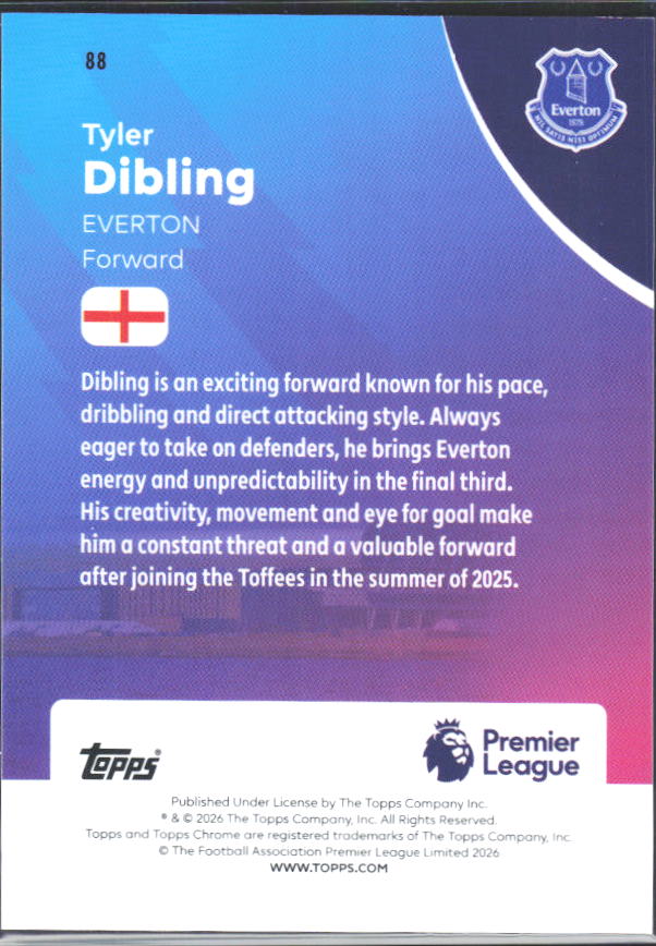 2025-26 Topps Chrome Premier League #88 Tyler Dibling Base