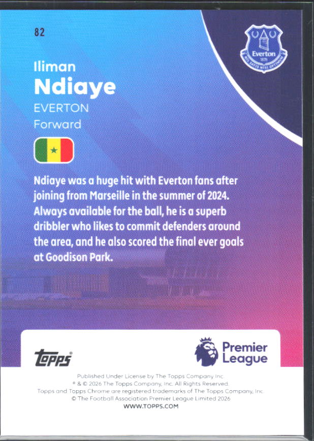 2025-26 Topps Chrome Premier League #82 Iliman Ndiaye Base