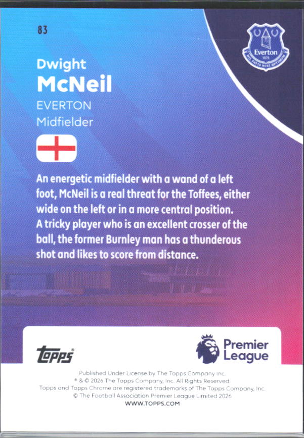 2025-26 Topps Chrome Premier League #83 Dwight McNeil Base