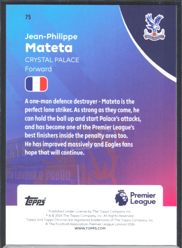 2025-26 Topps Chrome Premier League #75 Jean-Philippe Mateta Base