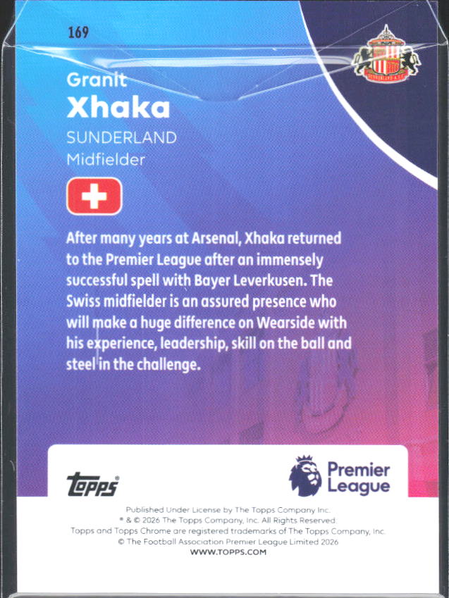 2025-26 Topps Chrome Premier League #169 Granit Xhaka Base