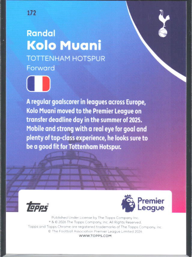 2025-26 Topps Chrome Premier League #172 Randal Kolo Muani Base