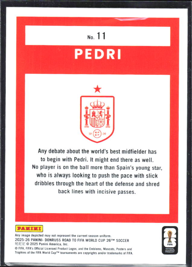 2025-26 Donruss Road to FIFA World Cup #11 Pedri Base