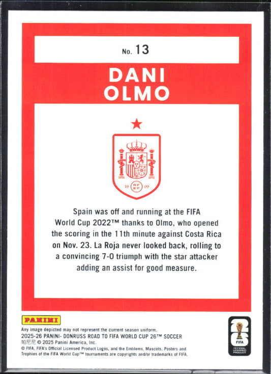 2025-26 Donruss Road to FIFA World Cup #13 Dani Olmo Base