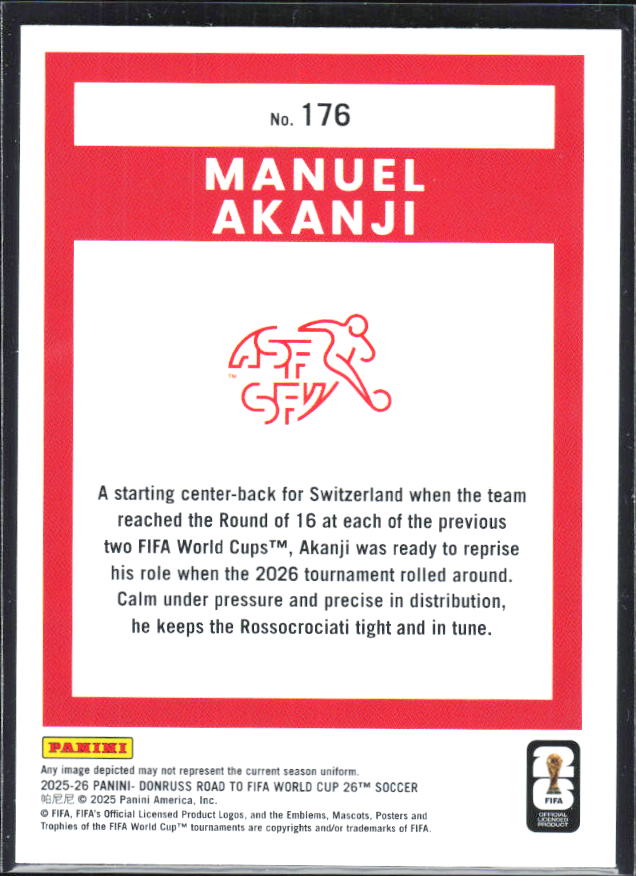 2025-26 Donruss Road to FIFA World Cup #176 Manuel Akanji Base