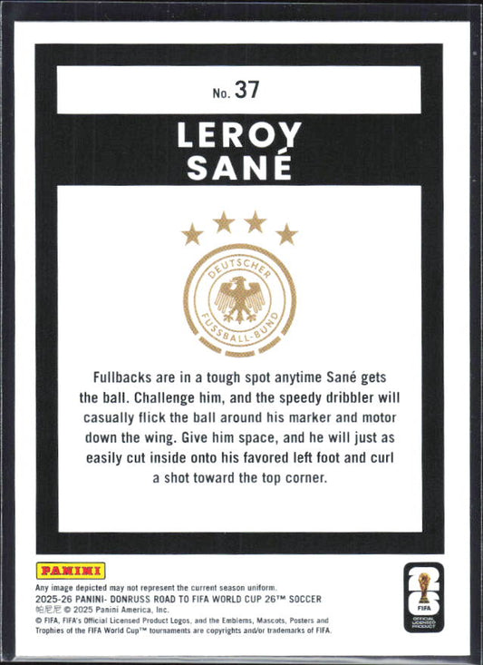 2025-26 Donruss Road to FIFA World Cup #37 Leroy Sane Base
