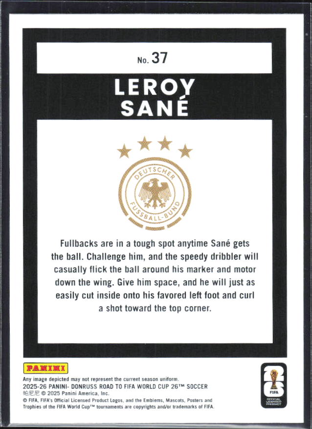2025-26 Donruss Road to FIFA World Cup #37 Leroy Sane Base