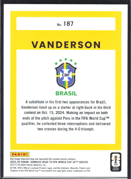2025-26 Donruss Road to FIFA World Cup #187 Vanderson Base