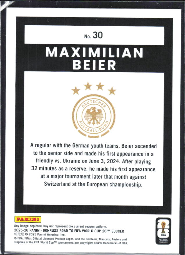 2025-26 Donruss Road to FIFA World Cup #30 Maximilian Beier Base