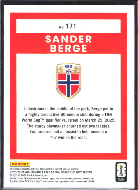 2025-26 Donruss Road to FIFA World Cup #171 Sander Berge Base