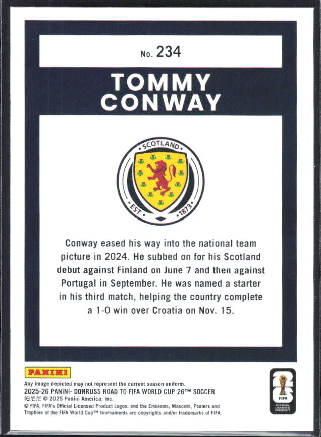 2025-26 Donruss Road to FIFA World Cup #234 Tommy Conway Base