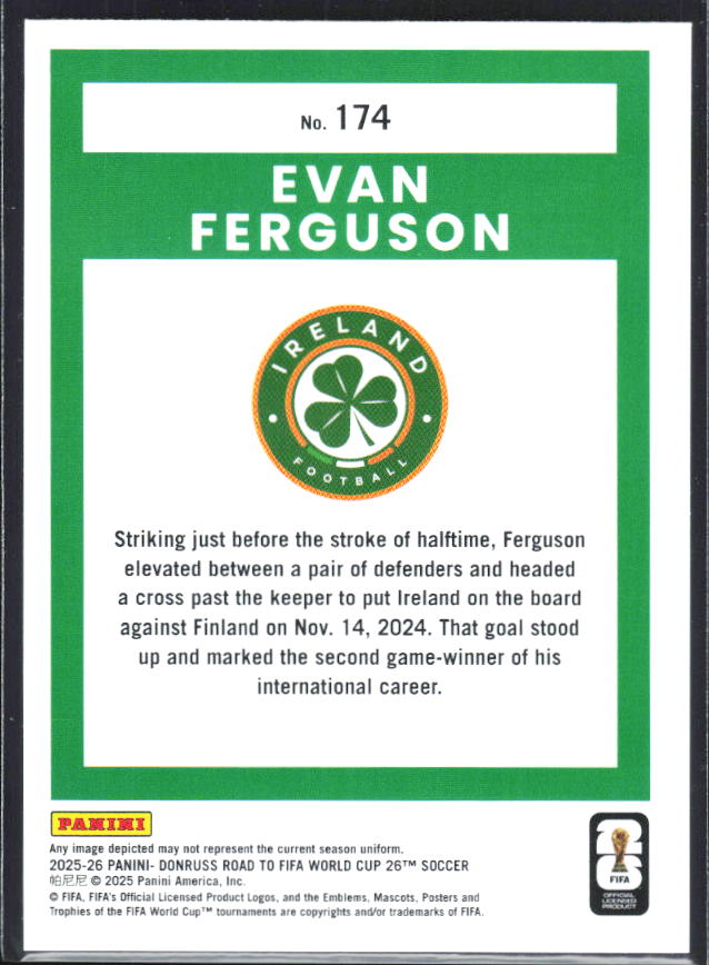 2025-26 Donruss Road to FIFA World Cup #174 Evan Ferguson Base